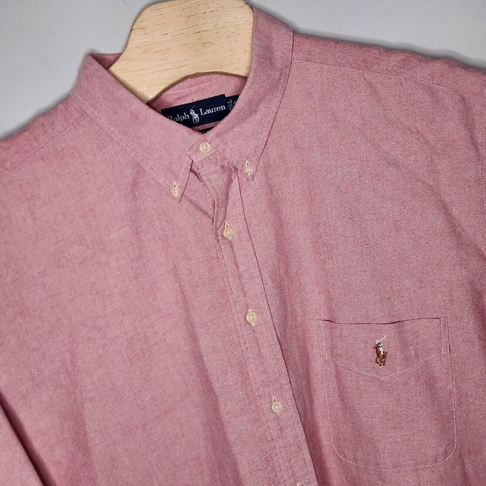 Polo Ralph Lauren Button Down Shirt Men 4XB Salmon Pink Long Sleeve Classic Fit